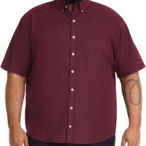3X Van Heusen Men's Maroon Checkered Button Down Shirt